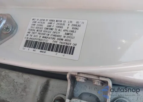 2011 Acura Tsx 2.4 from USA, damaged, VIN JH4CU2F67BC012137